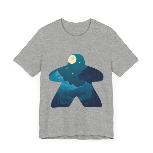 Blue Moonlit Mountains Adventure - Meeple Tshirt