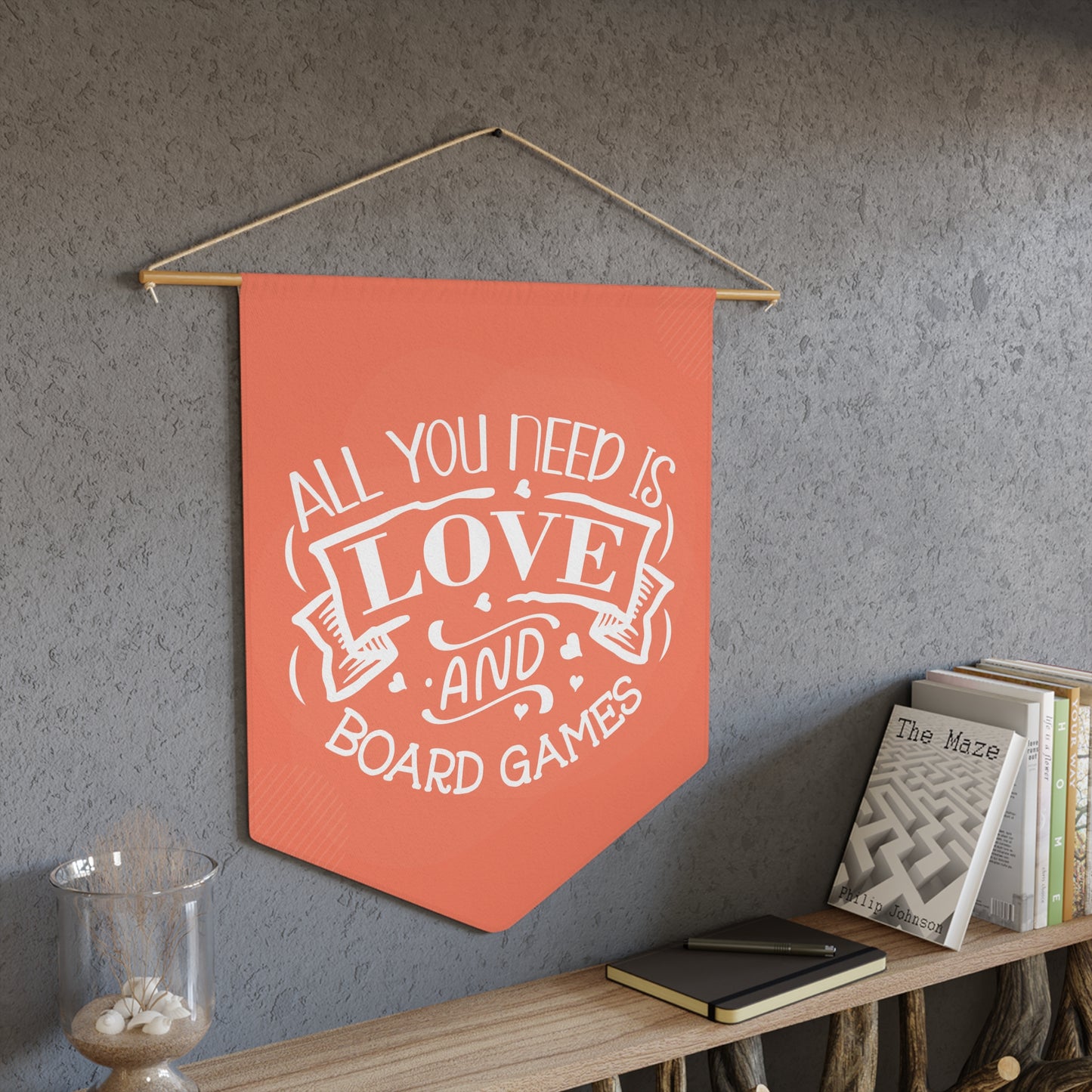 Pennant"All You Need is Love and Board Games" Pennant - Geeky Home Decor for Board Game Enthusiasts