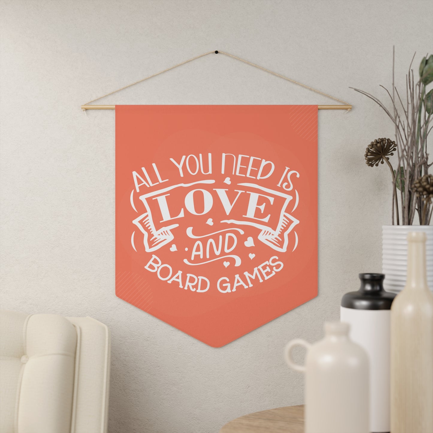 Pennant"All You Need is Love and Board Games" Pennant - Geeky Home Decor for Board Game Enthusiasts