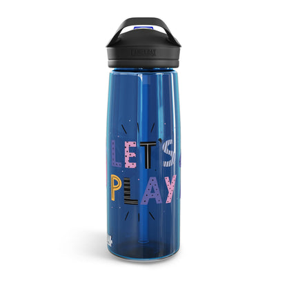 Water Bottle – "Let's Play" Design with Meeple and D20 – 20oz & 25oz Leak-Proof Bottle