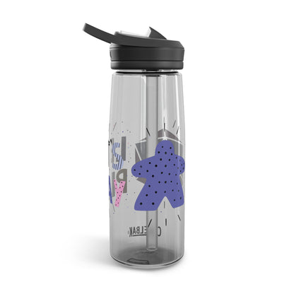 Water Bottle – "Let's Play" Design with Meeple and D20 – 20oz & 25oz Leak-Proof Bottle