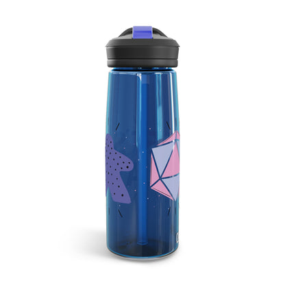 Water Bottle – "Let's Play" Design with Meeple and D20 – 20oz & 25oz Leak-Proof Bottle