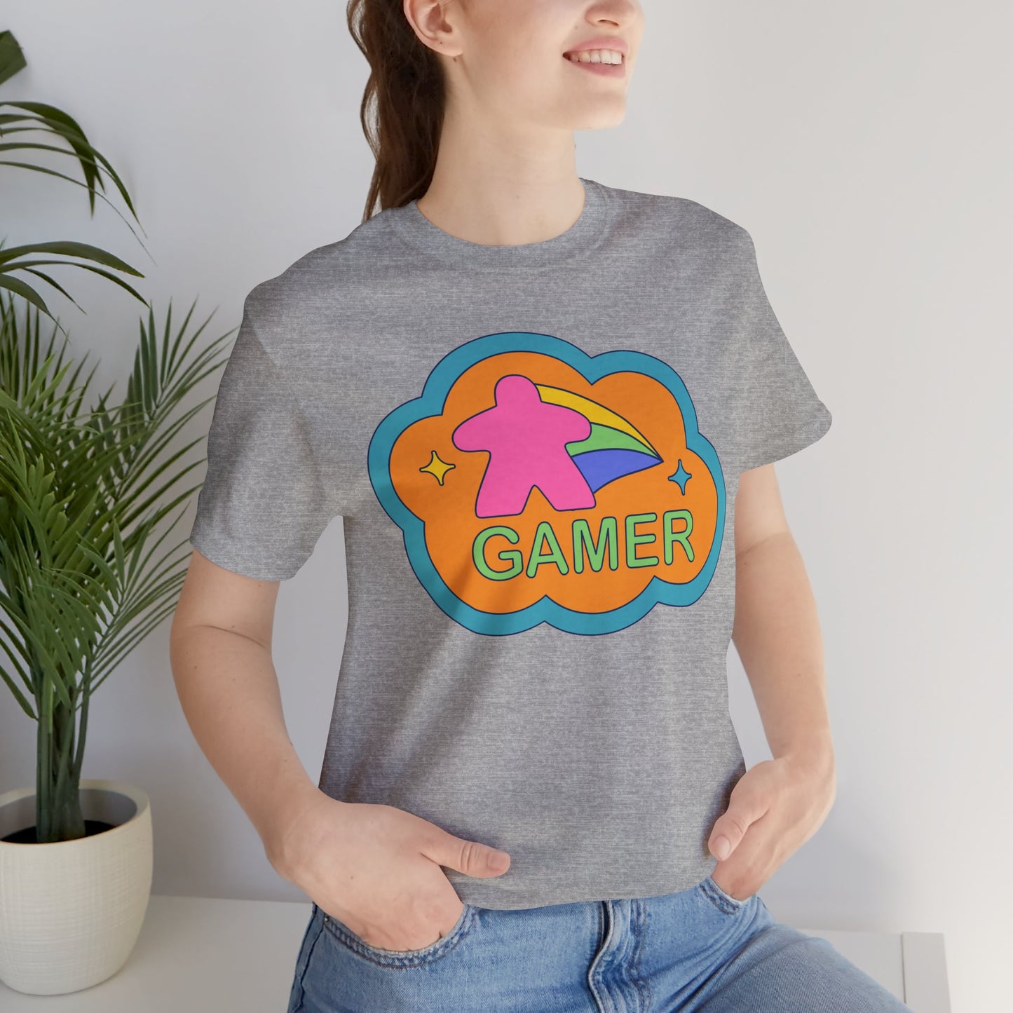 Retro Colorful Gamer - Meeple Tshirt