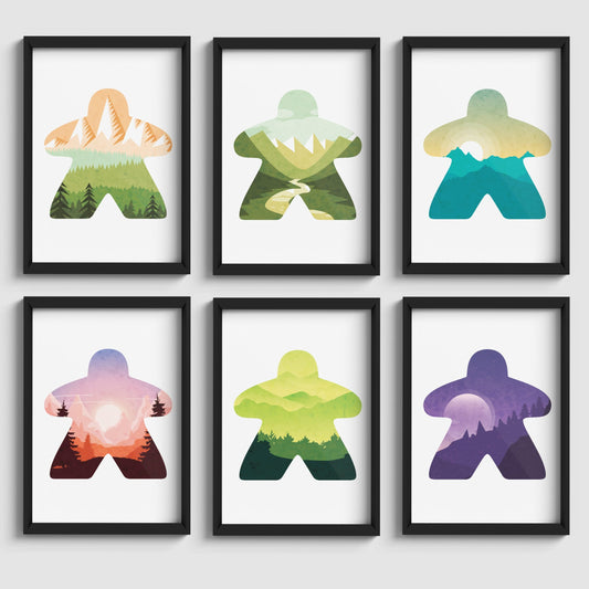 Pack 2: Set of 6 Meeple Adventure Art Prints  (Print at Home)