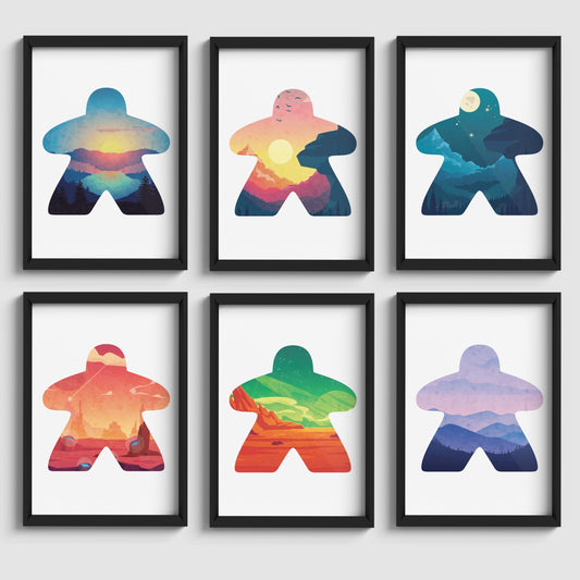 Pack 1: Set of 6 Meeple Adventure Art Prints (Print at Home)