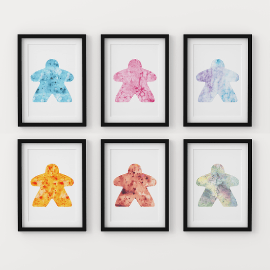 Watercolor Meeple Artwork (Print at Home)