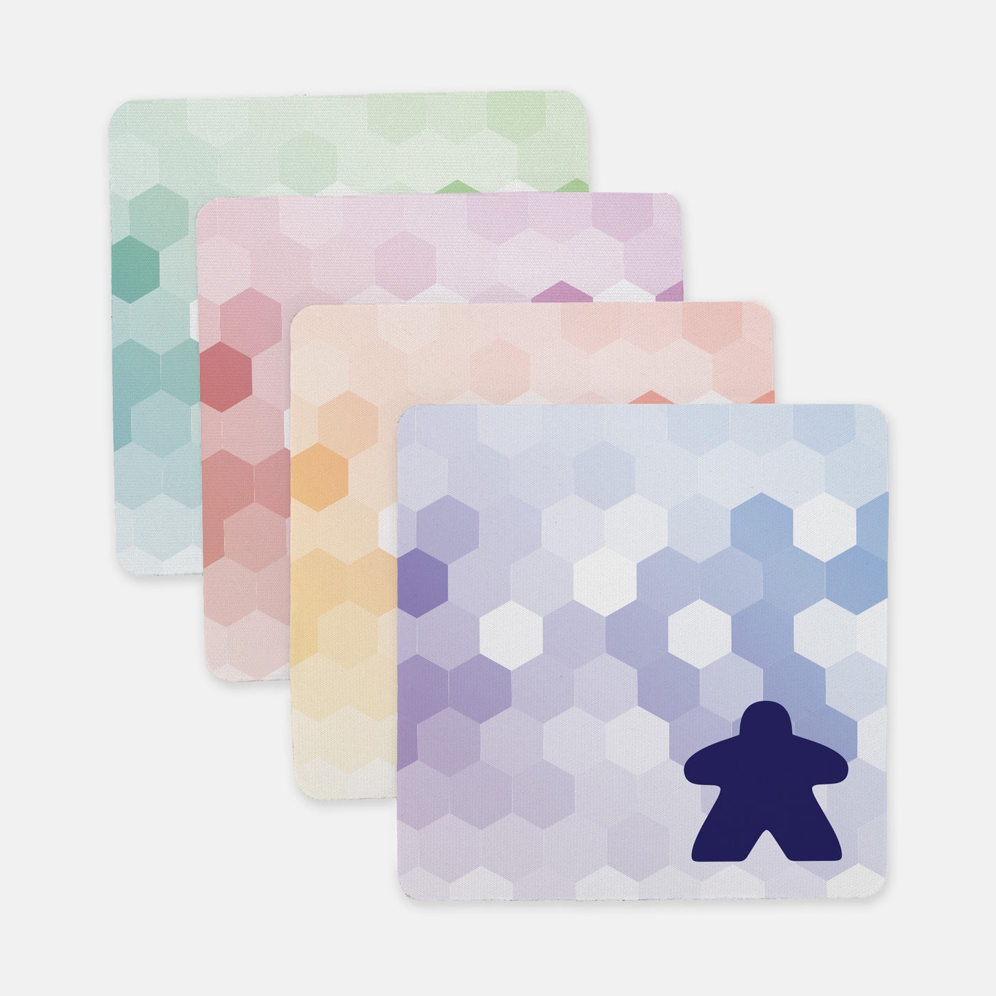 Colorful Hexagon and Meeple Neoprene Coasters (Set of 4)