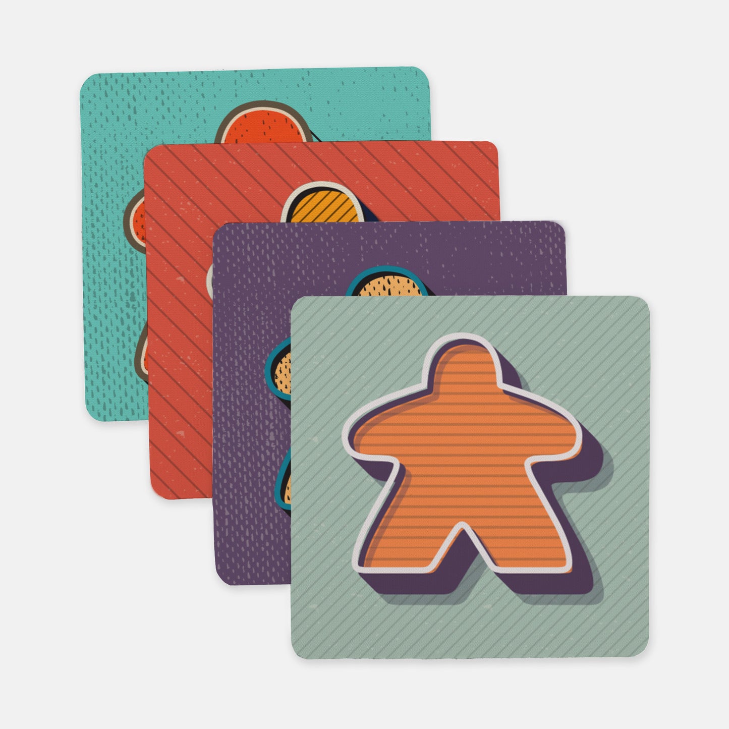 Retro Meeple Neoprene Coasters